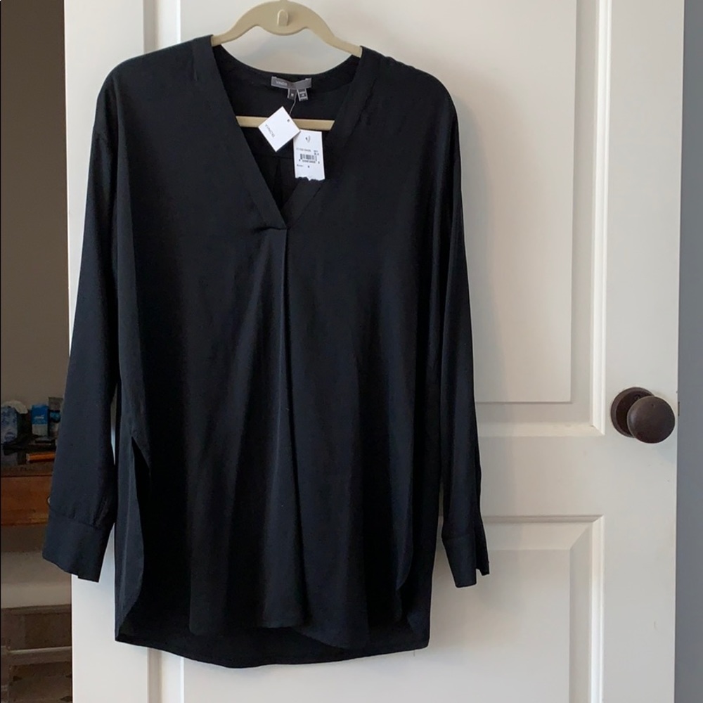 Vince long sleeve silk tunic shirt